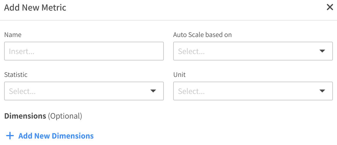 Add New Metric popup form in Elastigroup