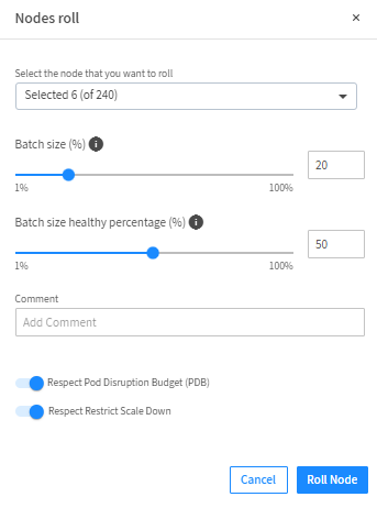 this is the nodes roll screen for aks